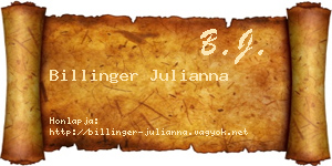 Billinger Julianna névjegykártya